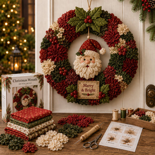 🔥🔥Last Day 50% OFF🎄 3D Fabric Poke Wreath DIY Kit