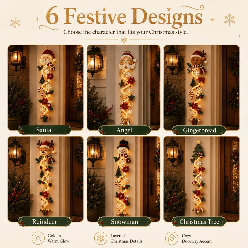⏳ 🎄Glowing Christmas Door Hanger | 6 Festive Light Designs✨